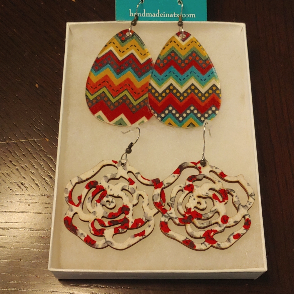 Two-pair set of handmade earrings.